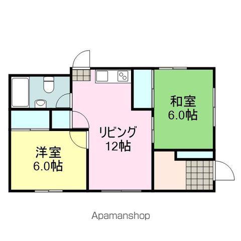 岩徳線 川西駅(山口) 徒歩12分 1階建 築54年(2LDK)の間取り写真