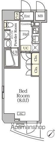 アジールコート門前仲町(1K/9階)の間取り写真