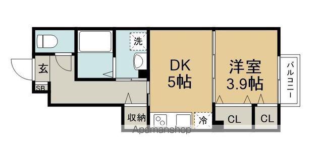 エクシリア東仙台Ⅰ(1DK/1階)の間取り写真