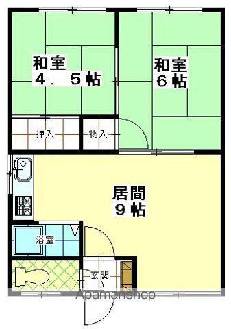 コウフクアパート(2DK/2階)の間取り写真
