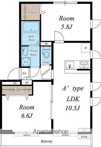 リブリ・緑ヶ丘Ⅰ(2LDK/1階)の間取り写真