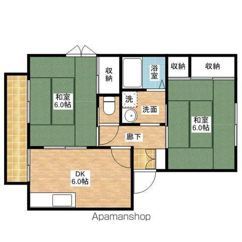 デムールノアンA棟(2DK/2階)の間取り写真