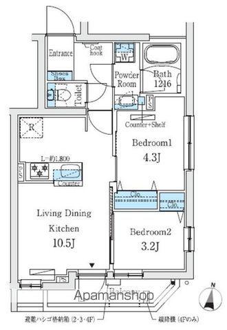 プライムブリス中野富士見町Ⅱ(2LDK/3階)の間取り写真