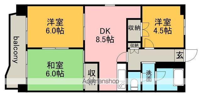 マンション友親(3DK/4階)の間取り写真