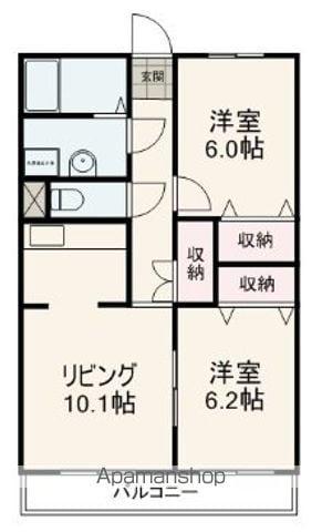 ハイツ駒形通(2LDK/3階)の間取り写真