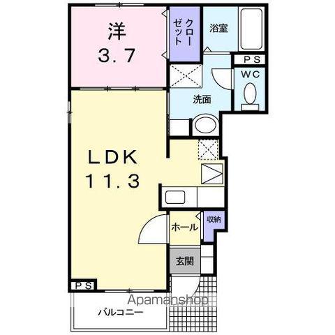 サン・フィオーレⅡ(1LDK/1階)の間取り写真