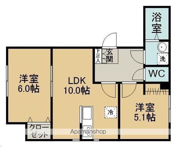 ルミエール泉ケ丘Ⅱ(2LDK/2階)の間取り写真