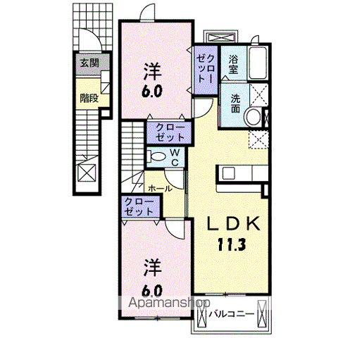 オアシスエイトⅡ(2LDK/2階)の間取り写真