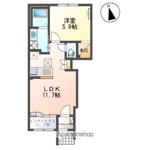 プレジール人来田(1LDK/1階)の間取り写真