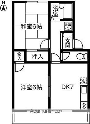 メゾンハーベスト B棟(2DK/2階)の間取り写真