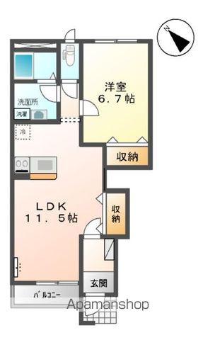 ルミエールⅠ(1LDK/1階)の間取り写真