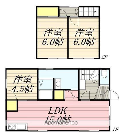 千歳線 平和駅 徒歩15分 2階建 築44年(3LDK)の間取り写真