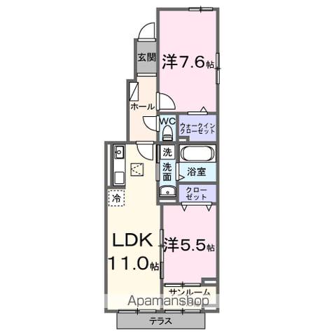 シエルクラス古川(2LDK/1階)の間取り写真