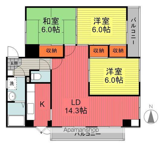 クレール ヒロ(3LDK/3階)の間取り写真