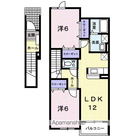 ヴァンエコールB(2LDK/2階)の間取り写真