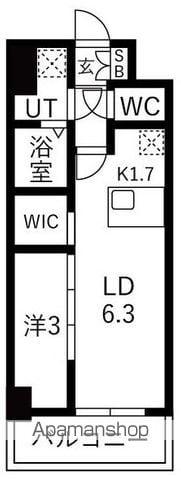 メイクスアート浄心(1LDK/6階)の間取り写真