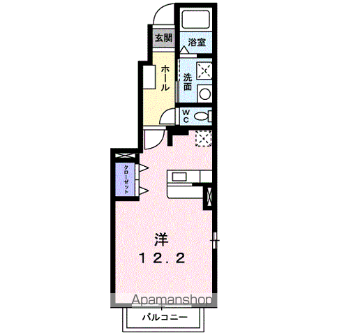 ブライトスクエアC(ワンルーム/1階)の間取り写真