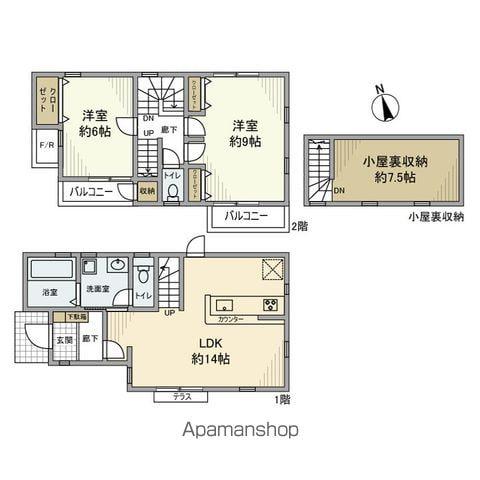 中央本線 国分寺駅 バス乗車時間:9分 喜平橋バス停で下車 徒歩4分 2階建 築8年(2LDK)の間取り写真