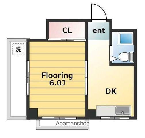 桜台梅田マンション(1DK/5階)の間取り写真