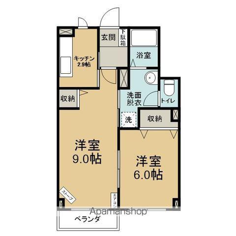 フルール(2K/1階)の間取り写真