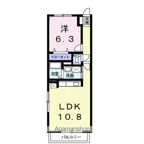 マントヴァーニ(1LDK/2階)の間取り写真