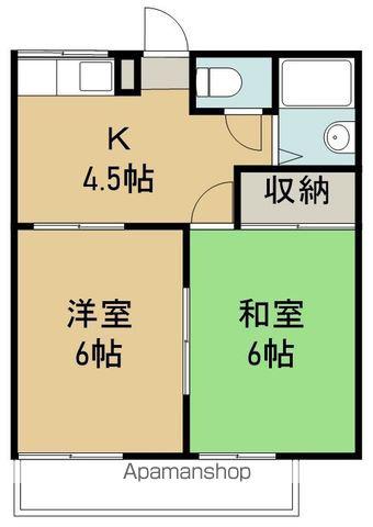 グランデュール上飯田B(2K/2階)の間取り写真