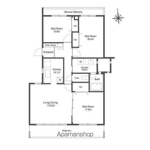コンフォリア鷺沼三丁目(3LDK/1階)の間取り写真