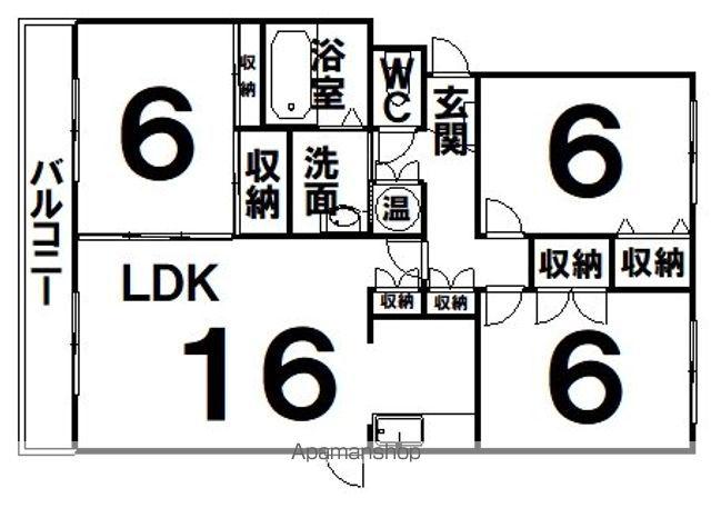 ビラ新釧路(3LDK/1階)の間取り写真