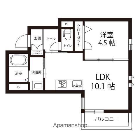 RAIN長土塀(1LDK/3階)の間取り写真