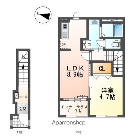 スターテラスⅡ日吉台(1LDK/2階)の間取り写真