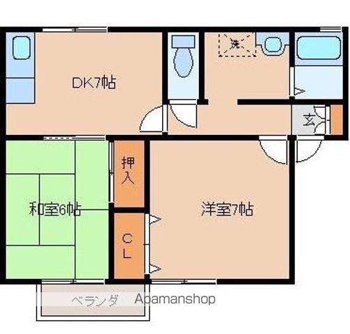 セジュール瀬戸長Ⅱ(2DK/2階)の間取り写真