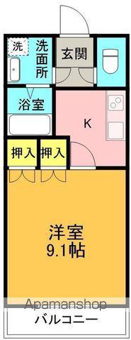ルミナスハイム遠藤(1K/2階)の間取り写真