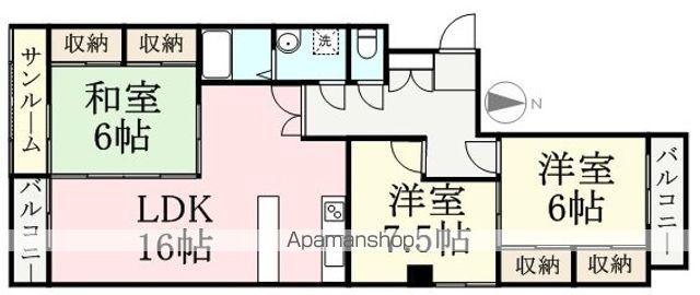 サンビレッジ円山(3LDK/2階)の間取り写真