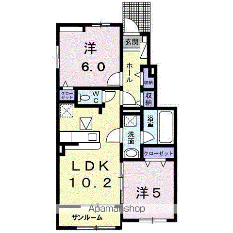 ジャンティ C(2LDK/1階)の間取り写真