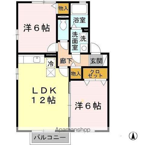 ロイヤル倉治B棟(2LDK/1階)の間取り写真