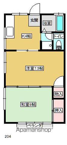 高橋ハイツB棟(2K/2階)の間取り写真