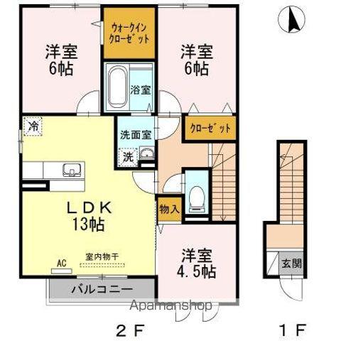 セジュールコート A・B棟(3LDK/2階)の間取り写真