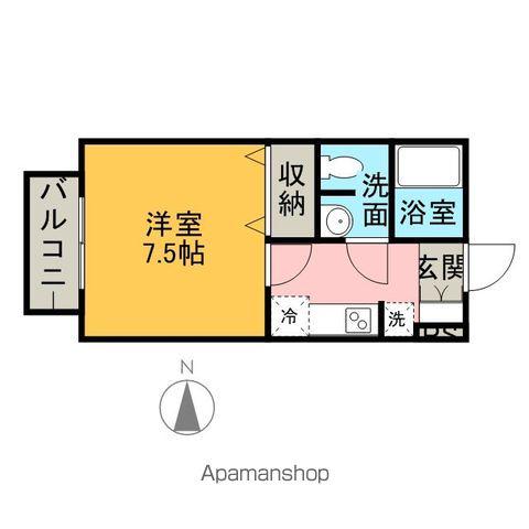 コーポおかやま(1K/1階)の間取り写真