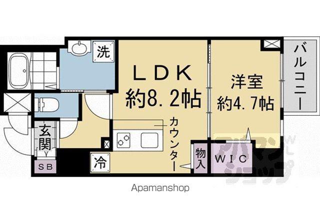 ディーシーガーデン京都西(1LDK/3階)の間取り写真
