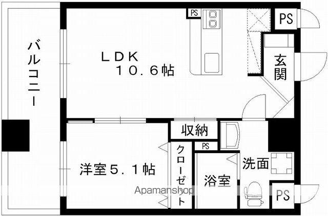 レジディア熊本辛島(1LDK/4階)の間取り写真