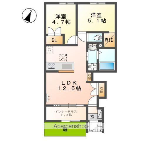 守山区笹ヶ根2丁目アパート(2LDK/1階)の間取り写真