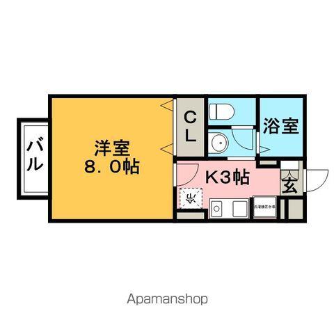 プレシャスコート(1K/2階)の間取り写真