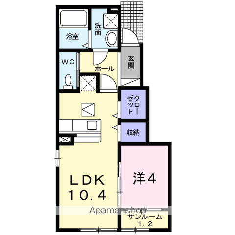 ソワール(1LDK/1階)の間取り写真
