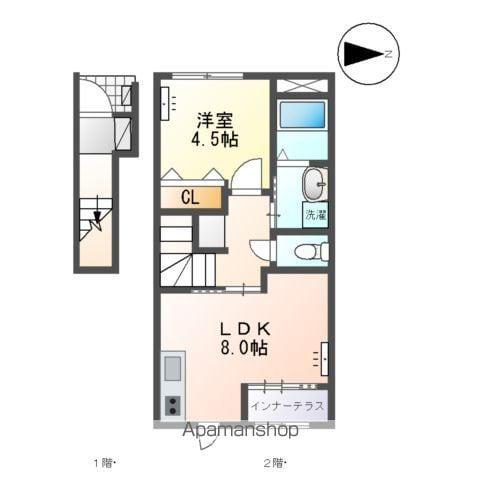翠月荘 つむぎ(1LDK/2階)の間取り写真