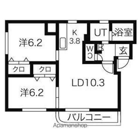アトレ福住(2LDK/1階)の間取り写真