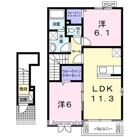 グレイス プロムナード(2LDK/2階)の間取り写真