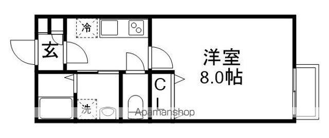 レフレール三雲(1K/2階)の間取り写真