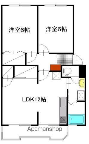 田彦ハイツ A棟(2LDK/4階)の間取り写真