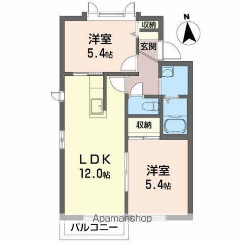 フォルツァ(2LDK/2階)の間取り写真