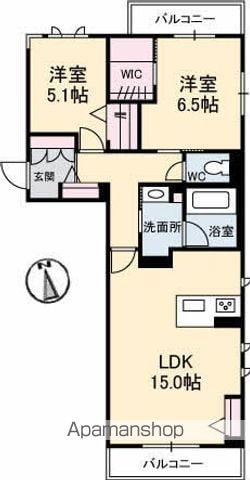 クオン新涯(2LDK/2階)の間取り写真